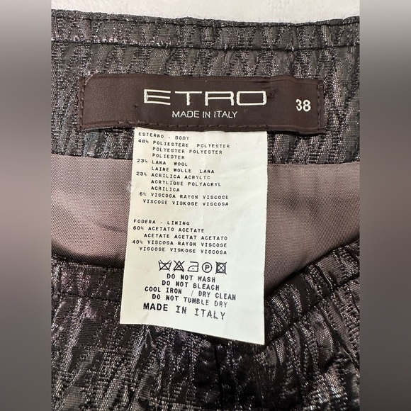 ETRO Dark Silver Wool Blent Knee Length Pleated Skirt Size 38 - Picture 5 of 10